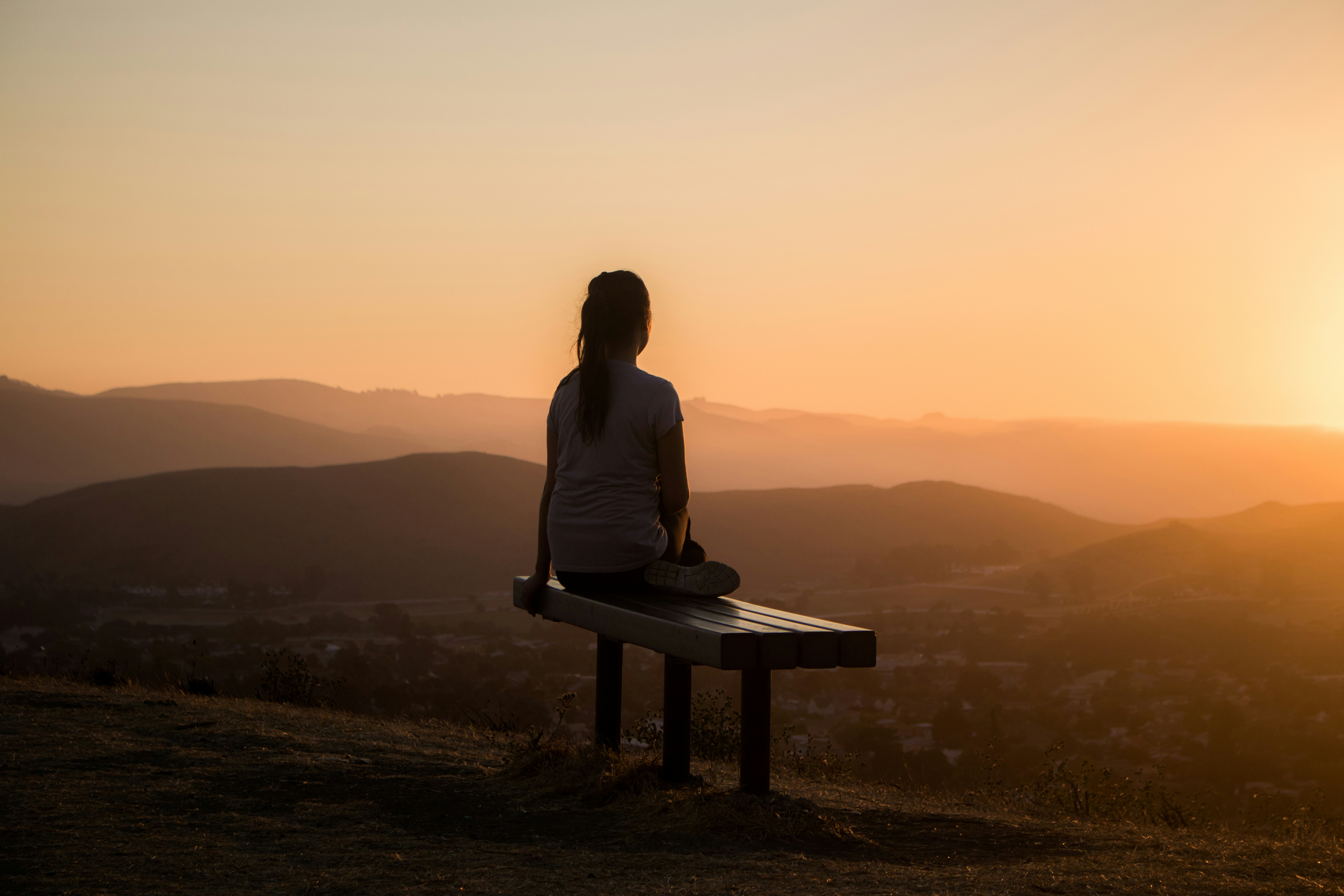 Woman reflecting on her view outside